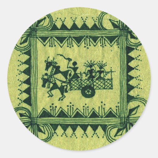Warli BullockCart Runder Aufkleber (Vorderseite)