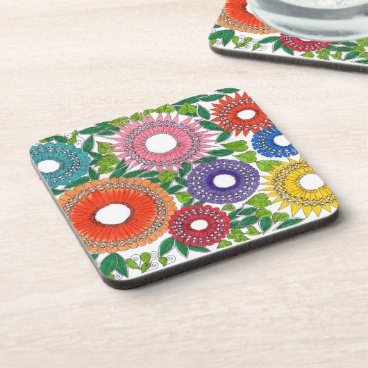 warli flowers getränkeuntersetzer (Linke Seite)