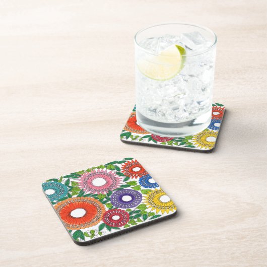 warli flowers getränkeuntersetzer (Rechte Seite)