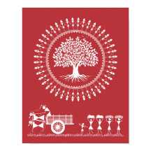 Warli Harmony: Baum des Lebens und ländliches Blis