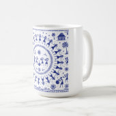 Warli-Kunst Indische Stammesillustration Kaffeetasse (VorderseiteRechts)