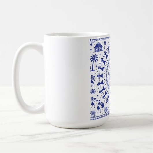 Warli-Kunst Indische Stammesillustration Kaffeetasse (Links)