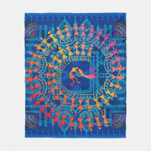 Warli-Malerei - handgezeichnete traditionelle die Fleecedecke