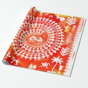 Warli-Malerei - handgezeichnete traditionelle die  Geschenkpapier