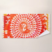 Warli-Malerei - traditionell gezeichnete Handarbei Badehandtuch (Badehandtuch)