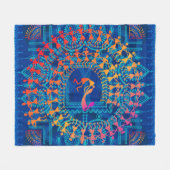 Warli-Malerei - traditionell gezeichnete Handarbei Fleecedecke (Vorderseite (Horizontal))