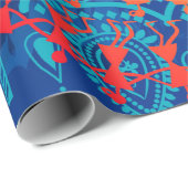 Warli-Malerei - traditionell gezeichnete Handarbei Geschenkpapier (Rolleneckpunkt)