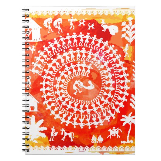 Warli-Malerei - traditionell gezeichnete Handarbei Notizblock (Vorderseite)