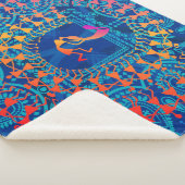 Warli-Malerei - traditionell gezeichnete Handarbei Sherpadecke (3/4)