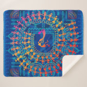 Warli-Malerei - traditionell gezeichnete Handarbei Sherpadecke (Vorderseite (Horizontal))