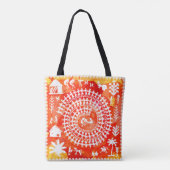 Warli-Malerei - traditionell gezeichnete Handarbei Tasche (Rückseite)