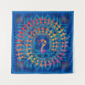 Warli-Malerei - traditionell gezeichnete Handarbei Wandteppich (Vorderseite (Horizontal))