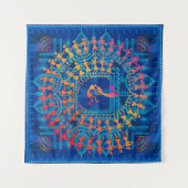 Warli-Malerei - traditionell gezeichnete Handarbei Wandteppich (Vorderseite)