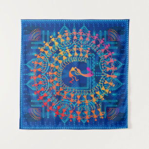 Warli-Malerei - traditionell gezeichnete Handarbei Wandteppich