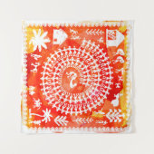 Warli-Malerei - traditionell gezeichnete Handarbei Wandteppich (Vorderseite (Horizontal))