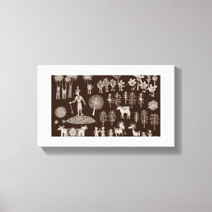 Warli Paint-Leinwand Leinwanddruck