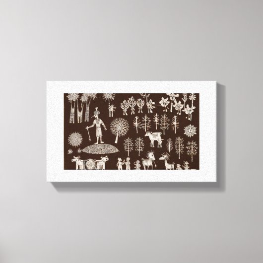 Warli Paint-Leinwand Leinwanddruck (Vorderseite)