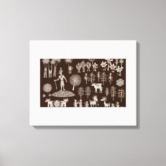 Warli Paint-Leinwand Leinwanddruck (Vorderseite)