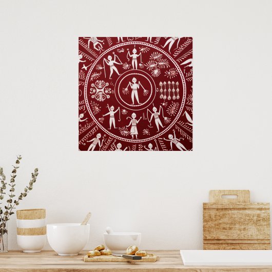 Warli Tribal Art Poster (Küche)