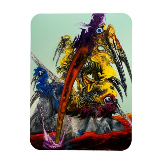 Warlus Visuell Art Yellow Blue Stilvoll Magnet (Vertikal)