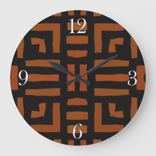 Warm African Tribal Artwork Große Wanduhr (Vorderseite)