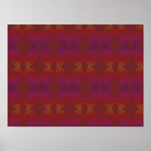 Warm and Rich Colors Paisley Pattern A3 Poster (Vorne)