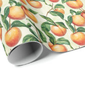 Warm Apricot Botanical Peach Illustration Geschenkpapier (Rolleneckpunkt)