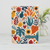 Warm Autumn Floral Folk Art Wedding Einladung (Stehend Vorderseite)