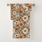 Warm Autumn Flowers Terracotta Rust Bath Towels Badhandtuch Set (Insitu)