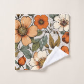 Warm Autumn Flowers Terracotta Rust Bath Towels Badhandtuch Set (Waschlappen)