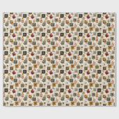 Warm Autumn Pattern w/ Acorns, Leaves & Mushrooms Geschenkpapier (Flach)
