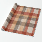 Warm Autumn Plaid Fabric Texture in Rust and Beige Geschenkpapier (Ungerollt)