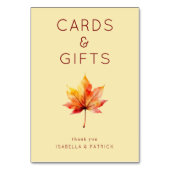 Warm Autumn Watercolor Maple Leaf Tischnummer (Rückseite)