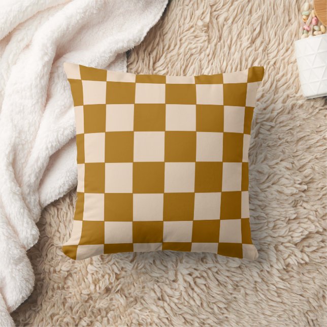 Warm Beige Checkerboard Pattern Kissen (Decke)
