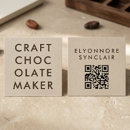Warm Beige Craft Chocolate Maker QR Code Quadratische Visitenkarte