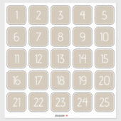 Warm Beige Customizable Square Number Stickers  Aufkleber (Blatt)