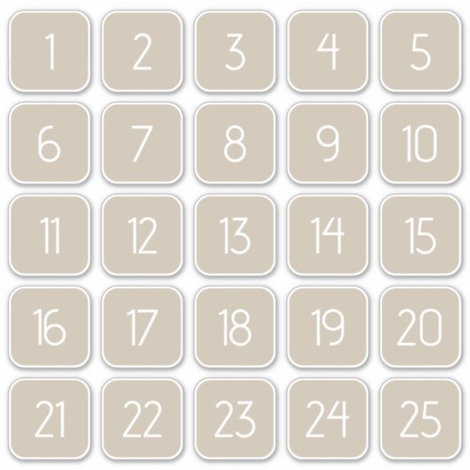 Warm Beige Customizable Square Number Stickers  Aufkleber (Vorderseite)