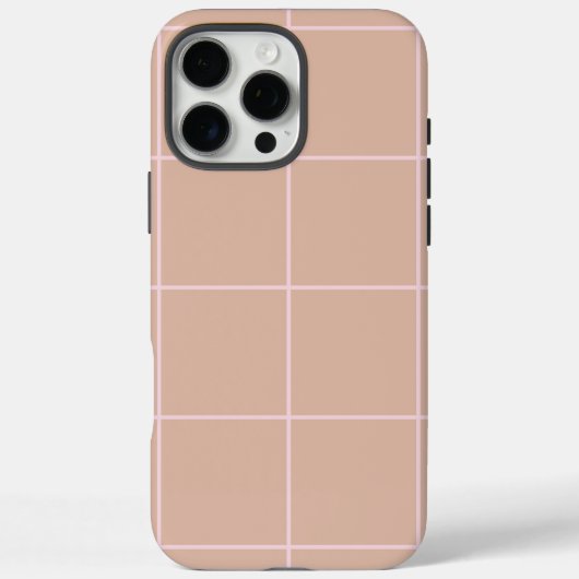 Warm Beige Grid Pattern Minimal Soft Check Design Case-Mate iPhone Hülle (Rückseite)