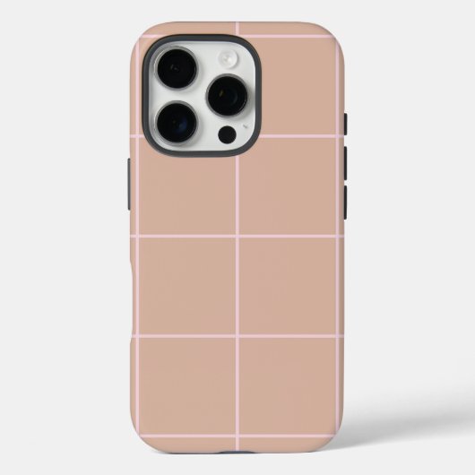 Warm Beige Grid Pattern Minimal Soft Check Design Case-Mate iPhone Hülle (Rückseite)