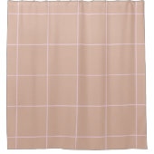 Warm Beige Grid Pattern Minimal Soft Check Design Duschvorhang (Vorderseite)
