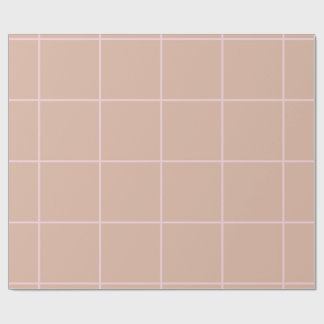 Warm Beige Grid Pattern Minimal Soft Check Design Geschenkpapier