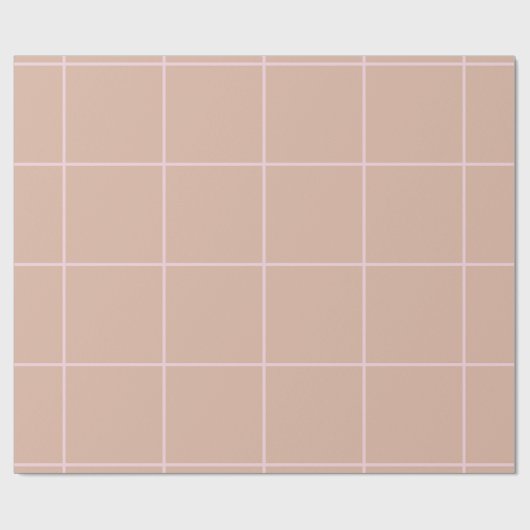 Warm Beige Grid Pattern Minimal Soft Check Design Geschenkpapier (Flach)