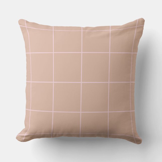 Warm Beige Grid Pattern Minimal Soft Check Design Kissen (Vorderseite)