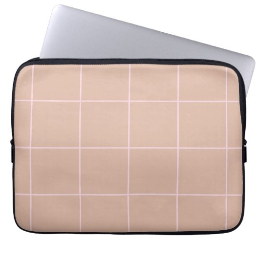 Warm Beige Grid Pattern Minimal Soft Check Design Laptopschutzhülle (Vorderseite)