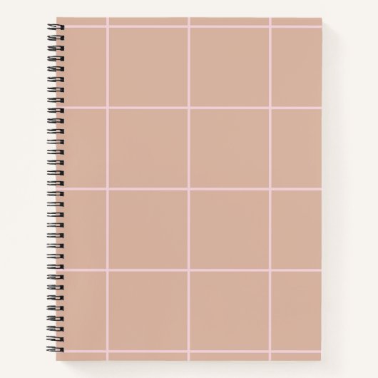 Warm Beige Grid Pattern Minimal Soft Check Design Notizblock (Vorderseite)