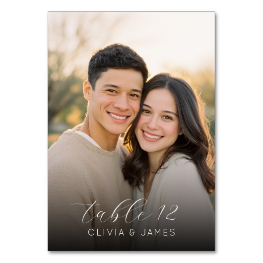 Warm Beige Intimate Photo Tischnummer (Vorderseite)