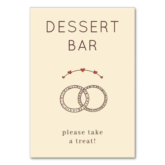 Warm Beige Minimalist Wedding Rings Tischnummer (Vorderseite)