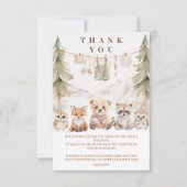 Warm Beige Neutral Forest Baby Shower Dankeskarte (Vorderseite)