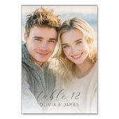 Warm Beige Romantic Photo Tischnummer (Vorderseite)