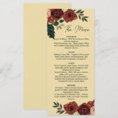 Warm Beige Romantisches Blumenmenü , Hochzeitsmenü Menükarte (Vorne/Hinten)